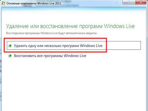 Jak lze odinstalovat službu Windows Live?